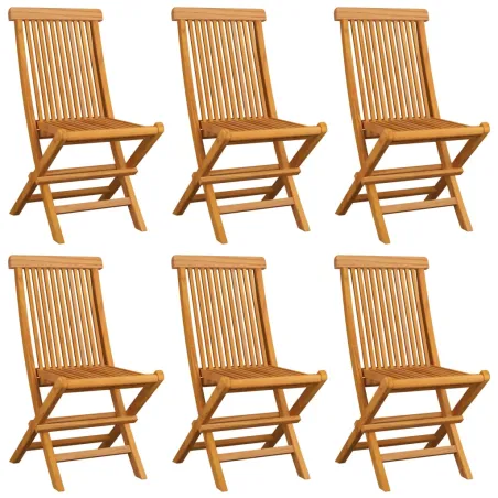 Chaises de jardin avec coussins vert vif lot de 6 Bois de teck