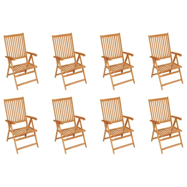 Chaises inclinables de jardin lot de 8 Bois de teck solide
