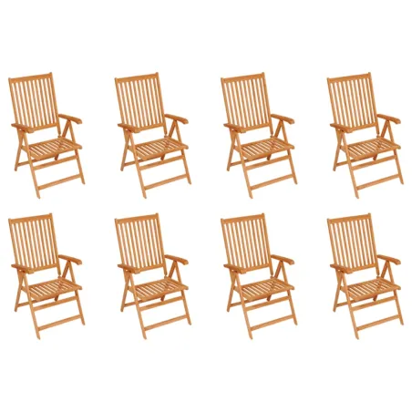 Chaises inclinables de jardin et coussins lot de 8 Teck solide
