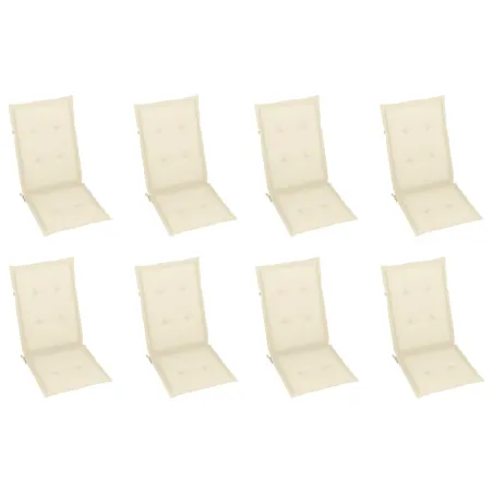 Chaises inclinables de jardin et coussins lot de 8 Teck solide