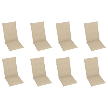 Chaises inclinables de jardin et coussins lot de 8 Teck solide
