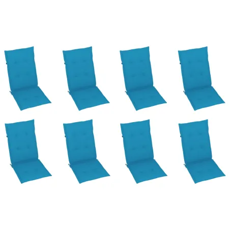 Chaises inclinables de jardin et coussins lot de 8 Teck solide