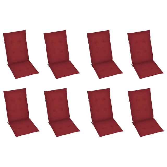 Chaises inclinables de jardin et coussins lot de 8 Teck solide