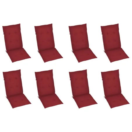 Chaises inclinables de jardin et coussins lot de 8 Teck solide