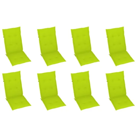 Chaises inclinables de jardin et coussins lot de 8 Teck solide