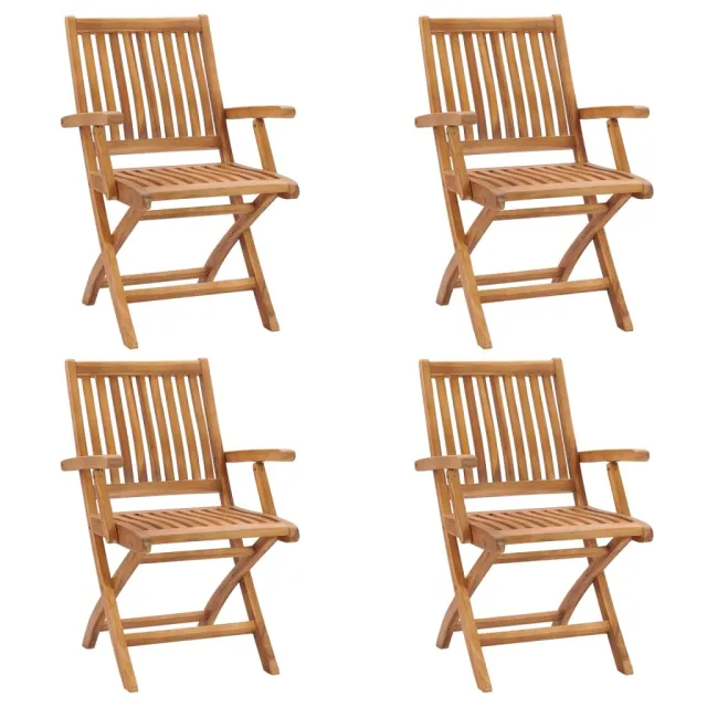 Chaises pliables de jardin lot de 4 Bois de teck solide