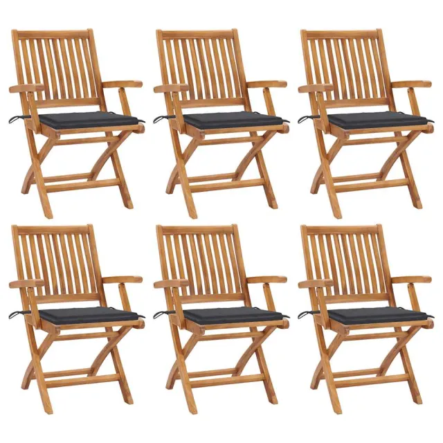 Chaises pliables de jardin avec coussins lot de 6 Bois de teck