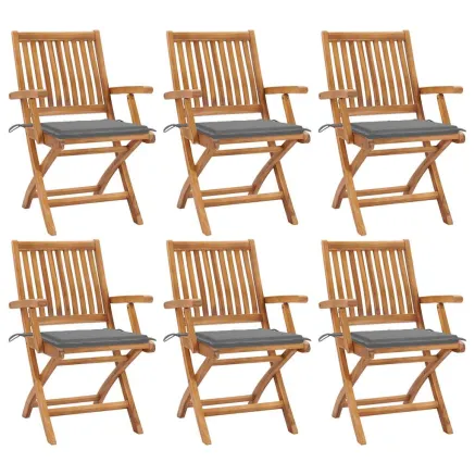 Chaises pliables de jardin avec coussins lot de 6 Bois de teck