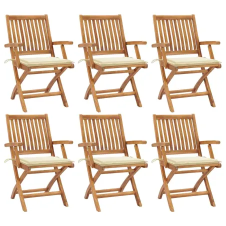 Chaises pliables de jardin avec coussins lot de 6 Bois de teck