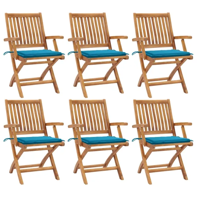 Chaises pliables de jardin avec coussins lot de 6 Bois de teck