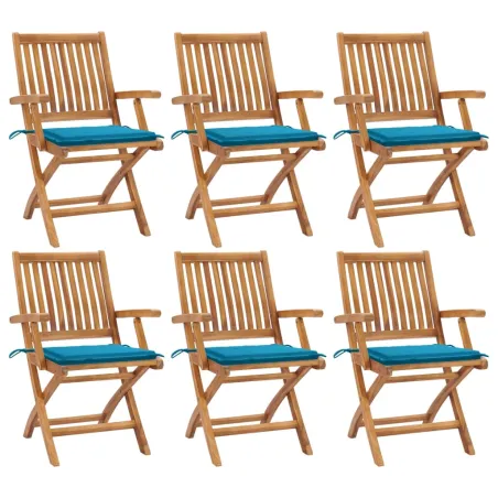 Chaises pliables de jardin avec coussins lot de 6 Bois de teck