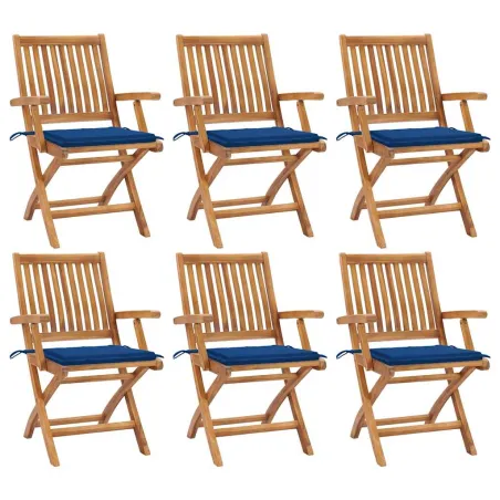 Chaises pliables de jardin avec coussins lot de 6 Bois de teck