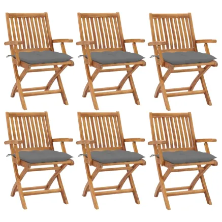 Chaises pliables de jardin avec coussins lot de 6 Bois de teck