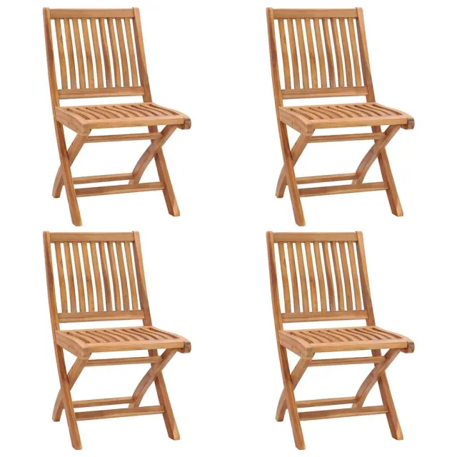 Chaises pliables de jardin avec coussins lot de 4 Teck solide