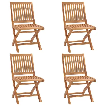 Chaises pliables de jardin avec coussins lot de 4 Teck solide