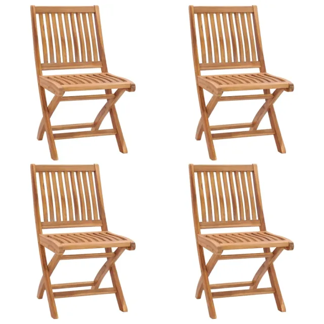Chaises pliables de jardin avec coussins lot de 4 Teck solide