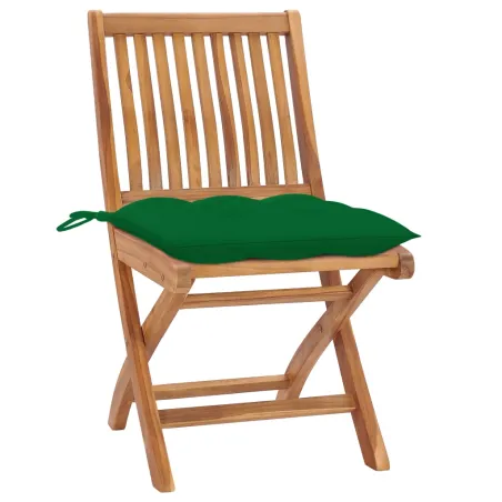 Chaises pliables de jardin avec coussins lot de 4 Teck solide