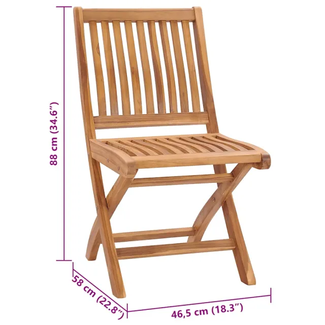 Chaises pliables de jardin avec coussins lot de 6 Bois de teck