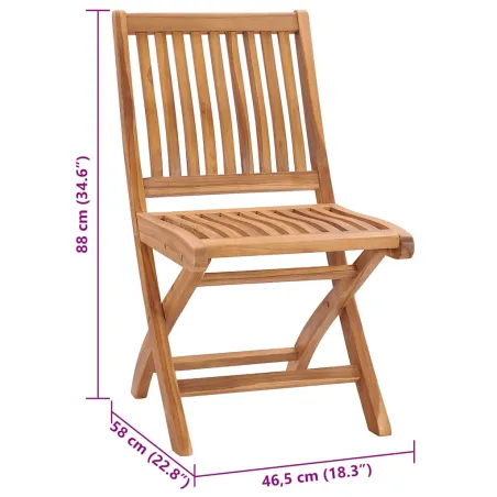 Chaises pliables de jardin avec coussins lot de 6 Bois de teck