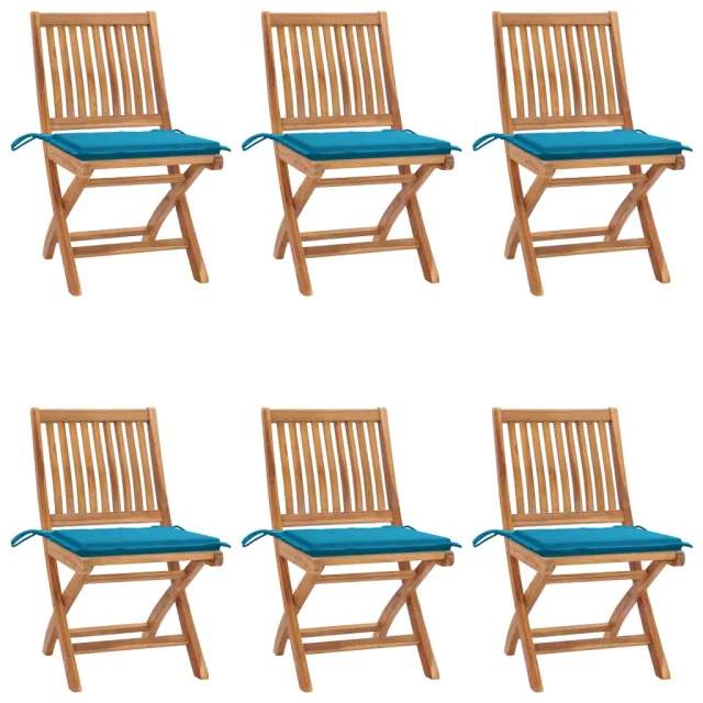 Chaises pliables de jardin avec coussins lot de 6 Bois de teck