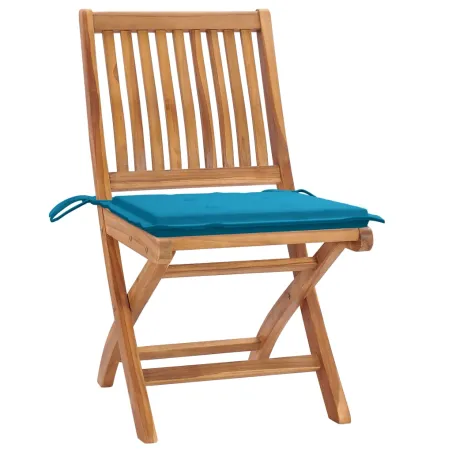 Chaises pliables de jardin avec coussins lot de 6 Bois de teck