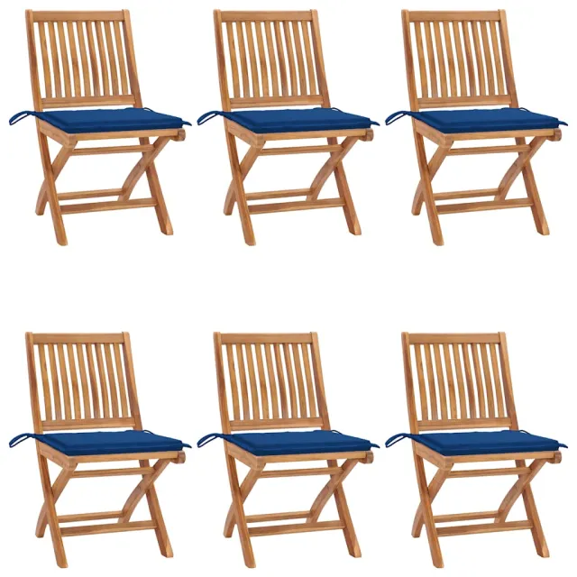 Chaises pliables de jardin avec coussins lot de 6 Bois de teck