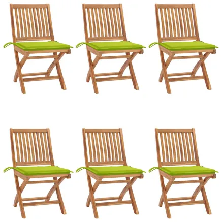 Chaises pliables de jardin avec coussins lot de 6 Bois de teck