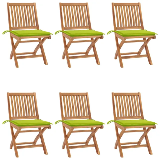 Chaises pliables de jardin avec coussins lot de 6 Bois de teck