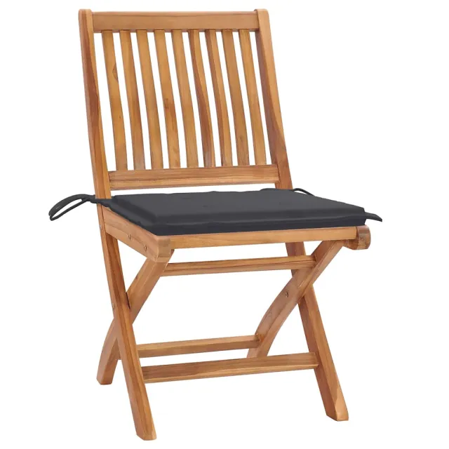 Chaises pliables de jardin avec coussins lot de 8 Teck solide