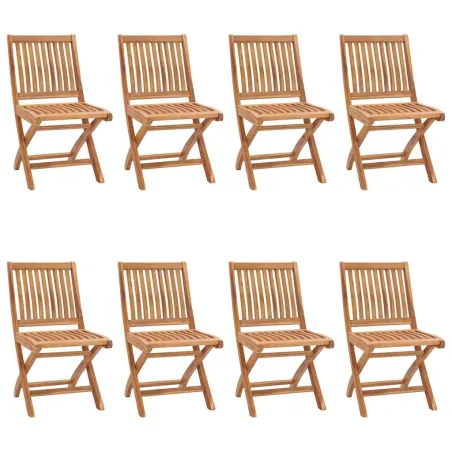 Chaises pliables de jardin avec coussins lot de 8 Teck solide