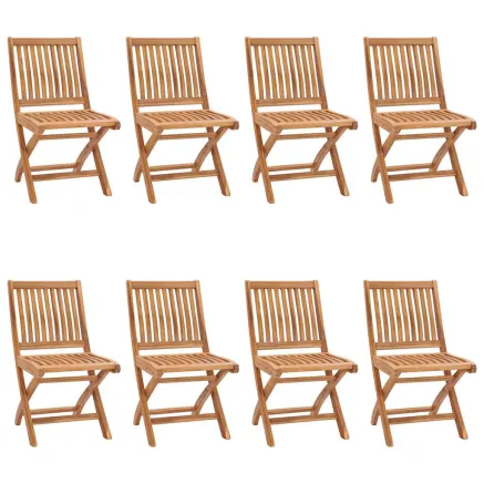 Chaises pliables de jardin avec coussins lot de 8 Teck solide 2
