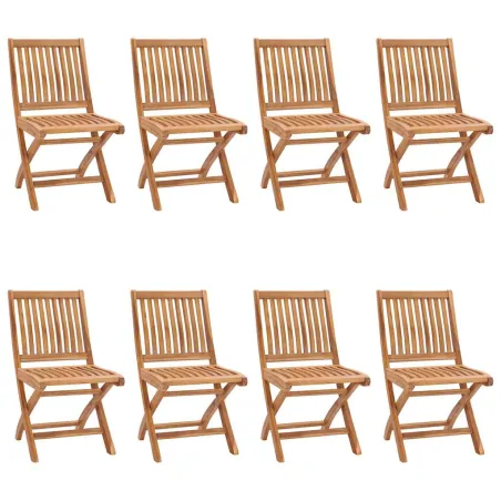 Chaises pliables de jardin avec coussins lot de 8 Teck solide