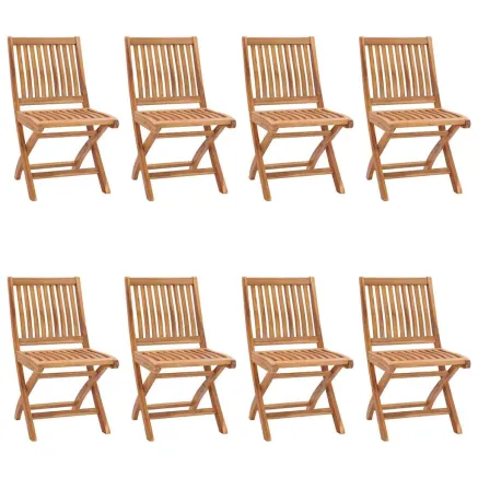 Chaises pliables de jardin avec coussins lot de 8 Teck solide 2