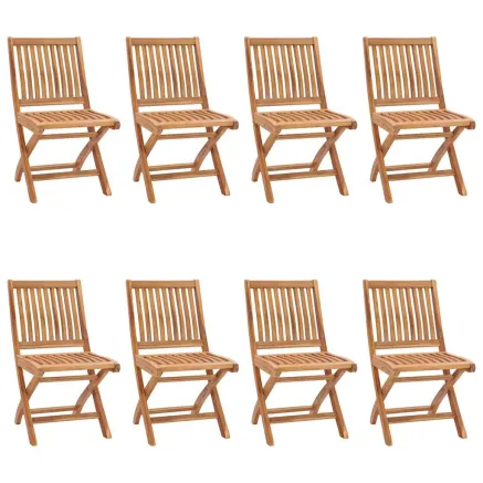 Chaises pliables de jardin avec coussins lot de 8 Teck solide 2
