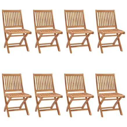 Chaises pliables de jardin avec coussins lot de 8 Teck solide 2
