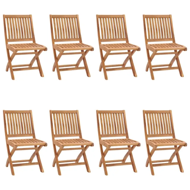 Chaises pliables de jardin avec coussins lot de 8 Teck solide