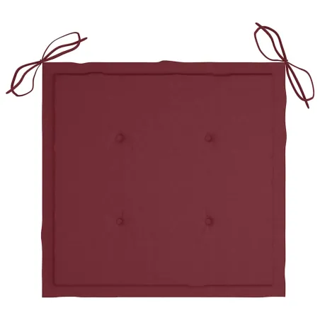 Chaises de jardin avec coussins bordeaux lot de 8 Teck massif