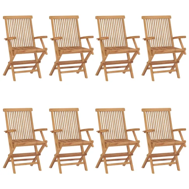 Chaises de jardin avec coussins taupe lot de 8 Bois teck massif