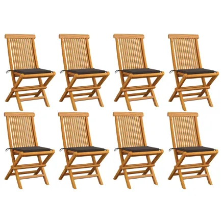 Chaises de jardin et coussins taupe lot de 8 Bois teck massif