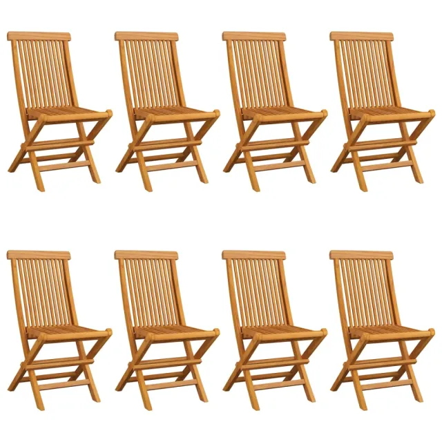 Chaises de jardin et coussins gris lot de 8 Bois de teck massif