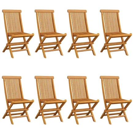 Chaises de jardin et coussins taupe lot de 8 Bois teck massif 2