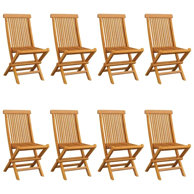 Chaises de jardin avec coussins vert vif lot de 8 Teck massif