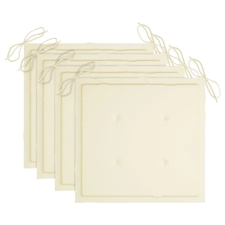 Chaises de jardin lot de 4 avec coussins Bois de teck massif