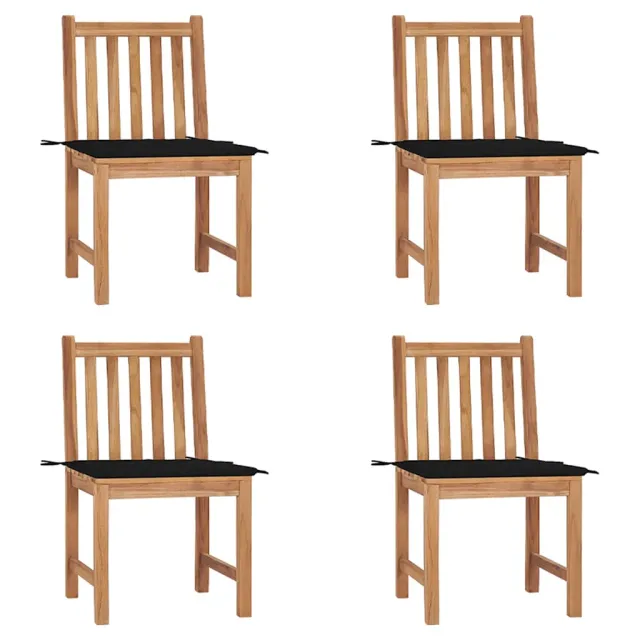 Chaises de jardin lot de 4 avec coussins Bois de teck massif