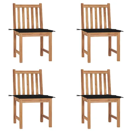 Chaises de jardin lot de 4 avec coussins Bois de teck massif