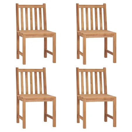 Chaises de jardin lot de 4 avec coussins Bois de teck massif