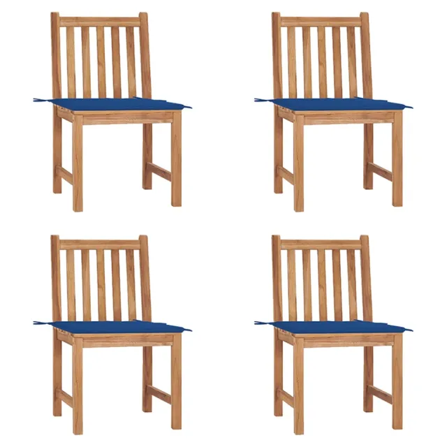 Chaises de jardin lot de 4 avec coussins Bois de teck massif