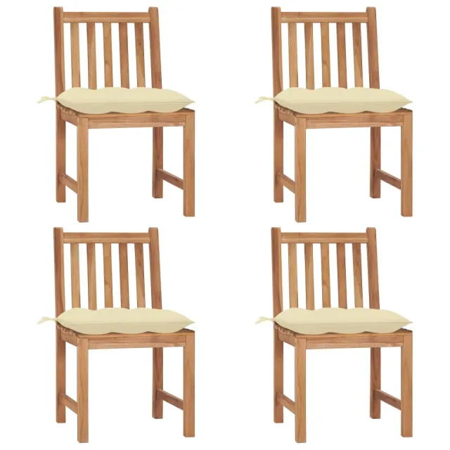 Chaises de jardin lot de 4 avec coussins Bois de teck massif