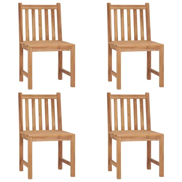 Chaises de jardin lot de 4 avec coussins Bois de teck massif