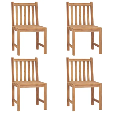 Chaises de jardin lot de 4 avec coussins Bois de teck massif